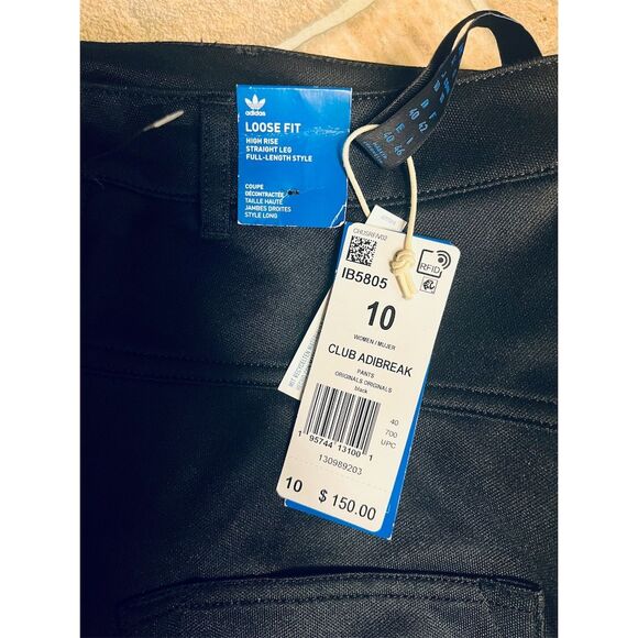 Adidas Club Adibreak Breakaway Snap Loose Fit Warmup Black Pants Women 10 NWT - Picture 15 of 16